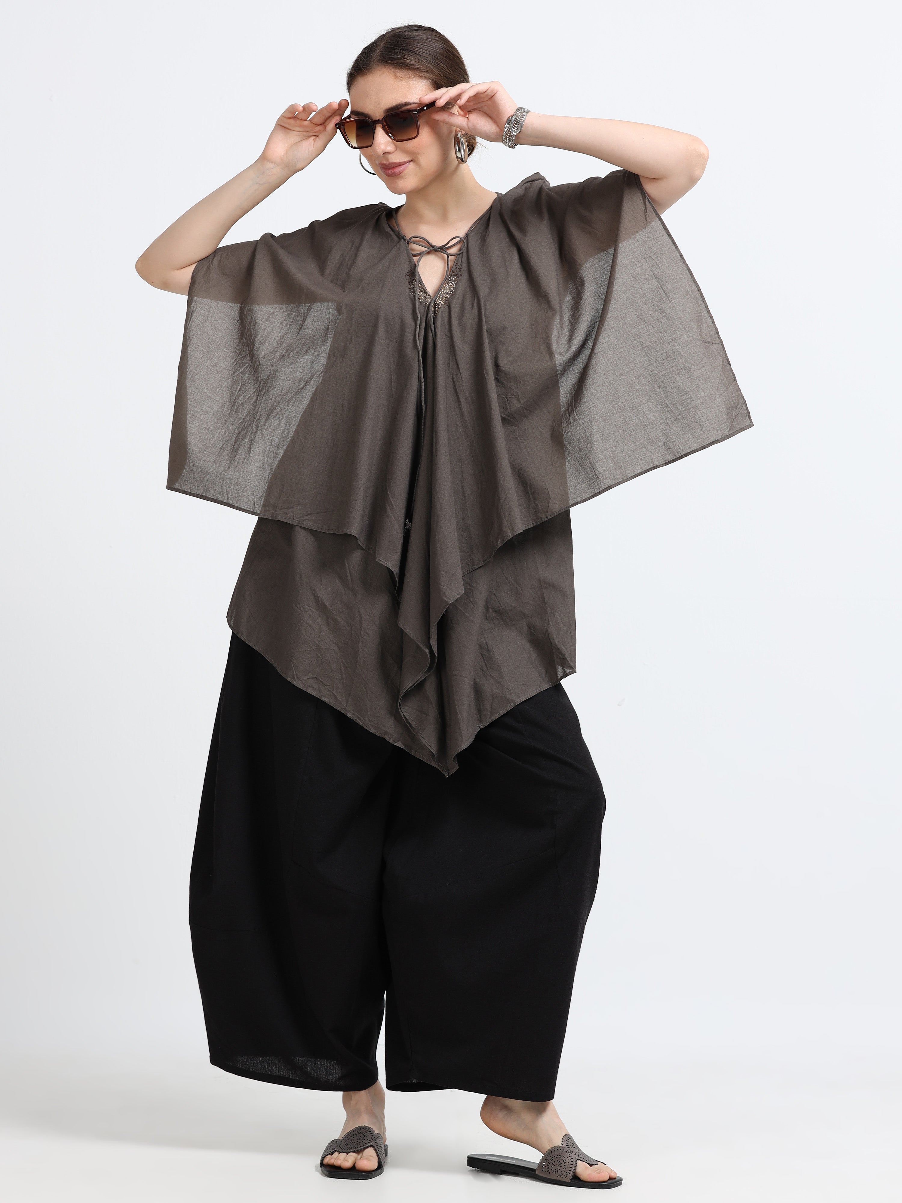 Natural dyed drape top