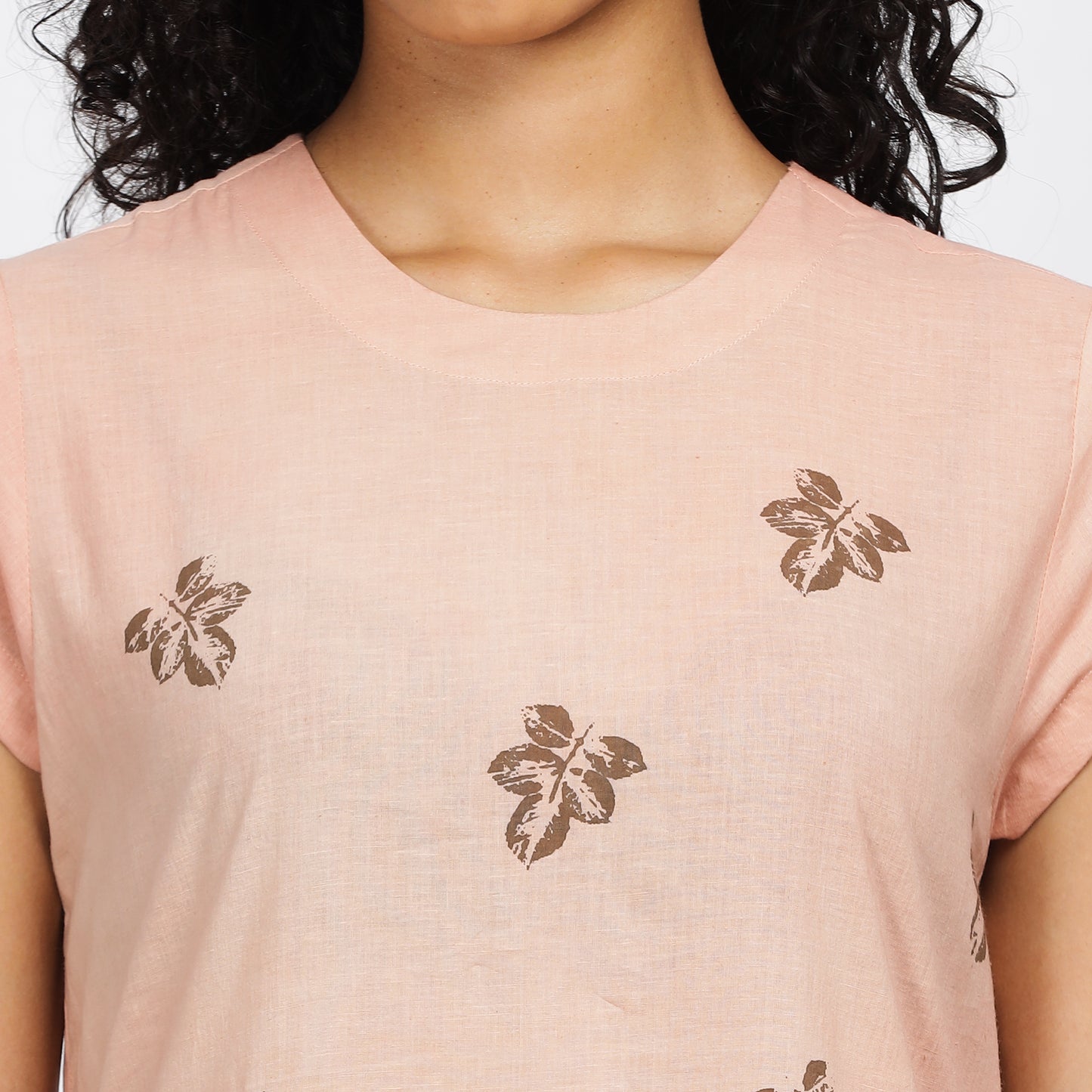 RADIANCE -Natural dyed leaf imprinted dress with pockets