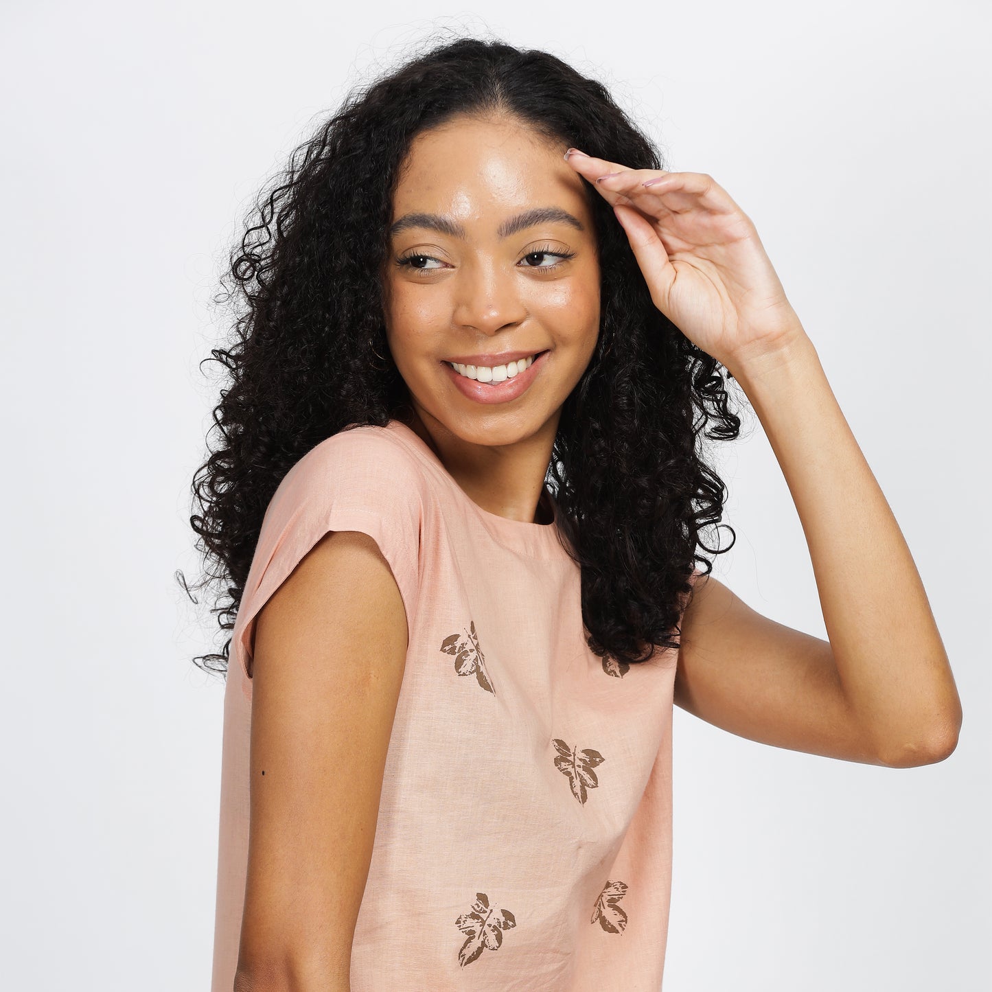 RADIANCE -Natural dyed leaf imprinted dress with pockets