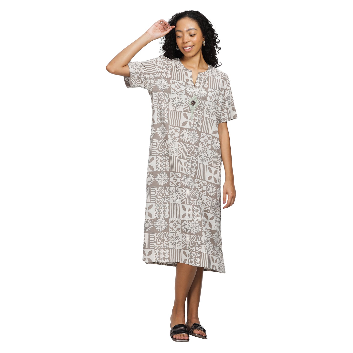 INTRIGUE-Natural dyed block printed dhabu comfort wear with pockets