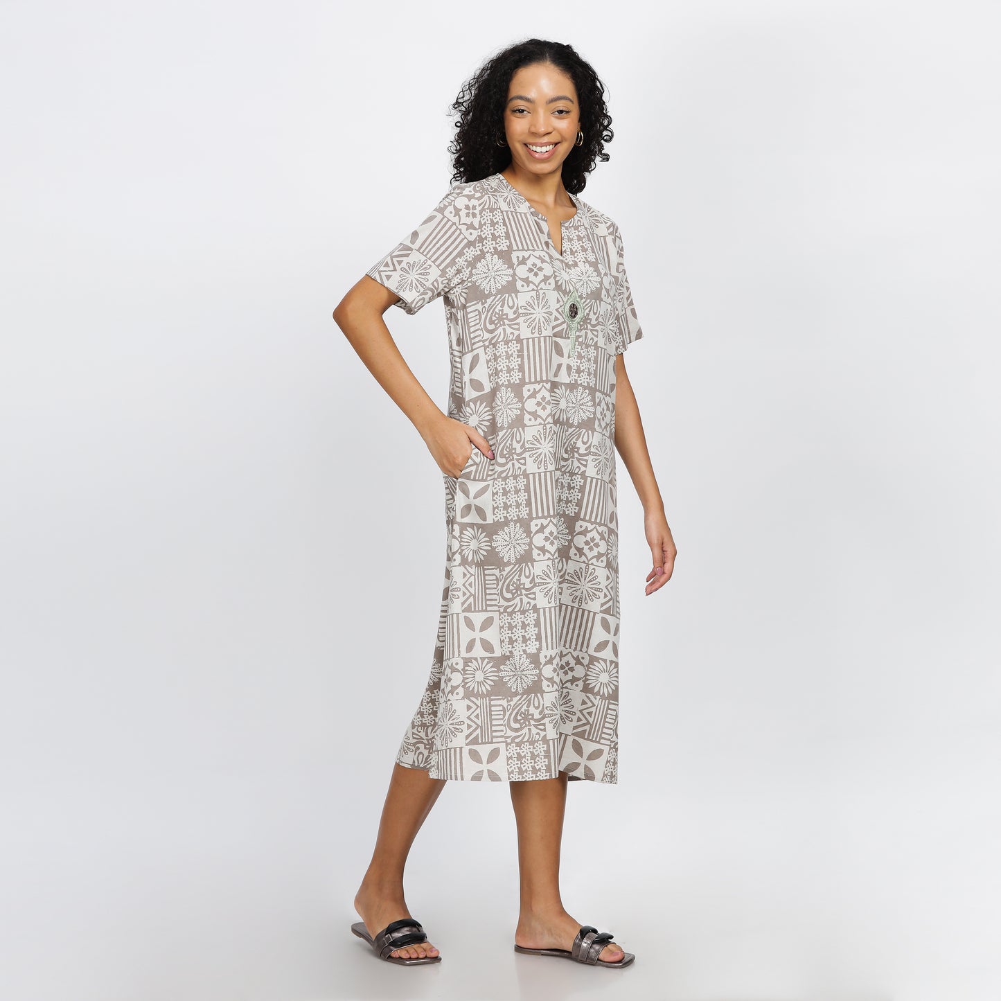 INTRIGUE-Natural dyed block printed dhabu comfort wear with pockets