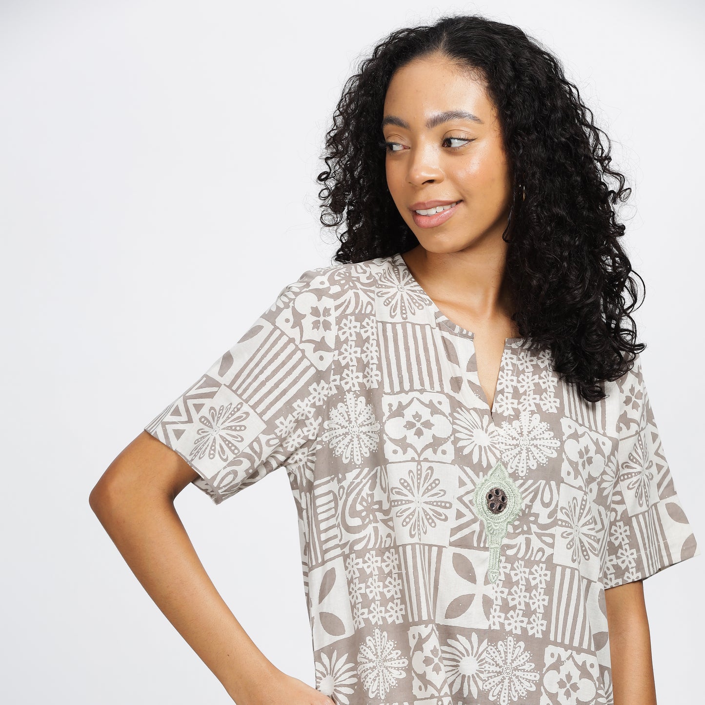 INTRIGUE-Natural dyed block printed dhabu comfort wear with pockets