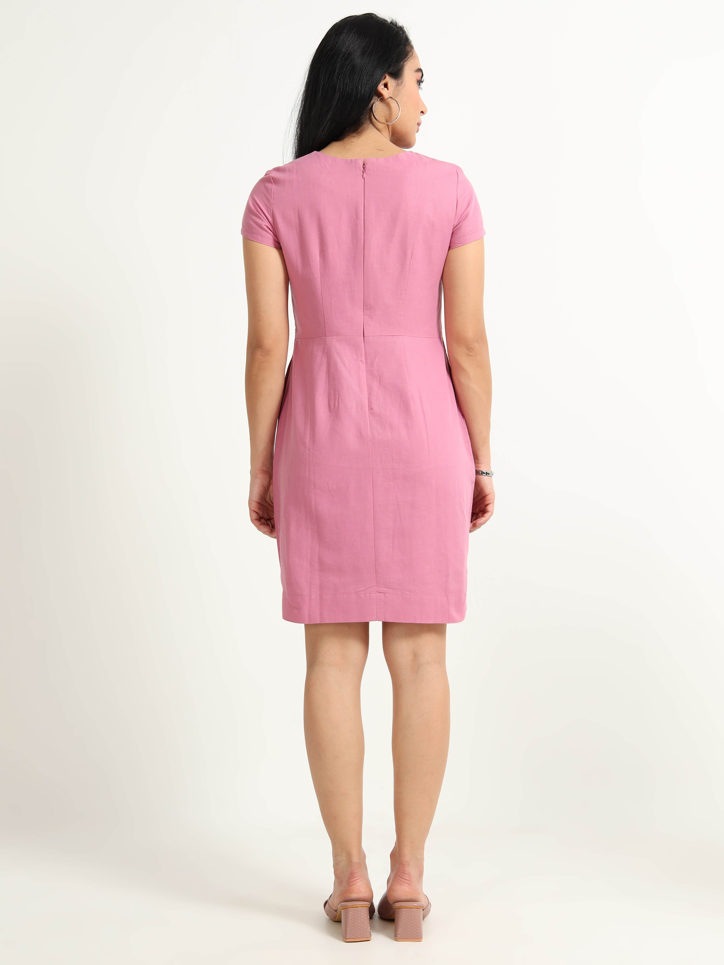 Natural Dyed Pink Cotton Hemp Dress - Reepeat