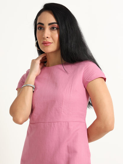 Natural Dyed Pink Cotton Hemp Dress