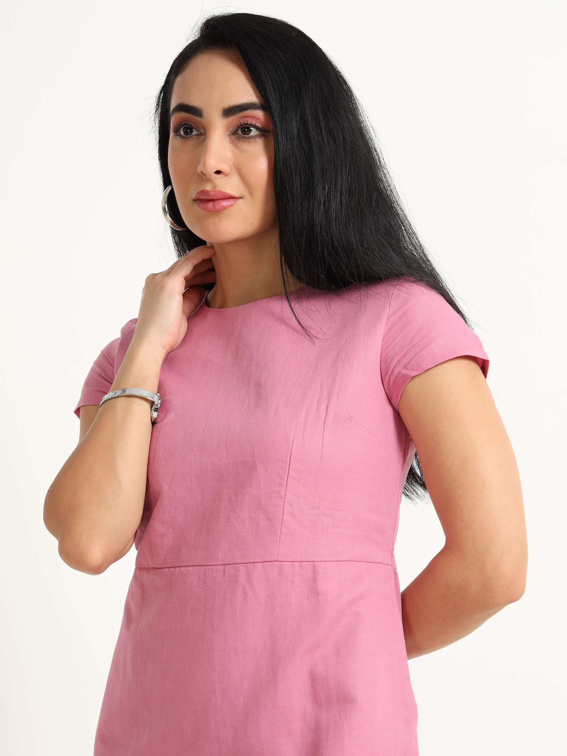 Natural Dyed Pink Cotton Hemp Dress - Reepeat