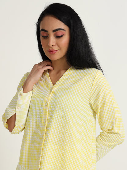 Uneven Top with Straight Pants