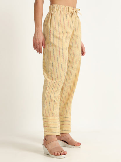 Multicolour Striped Detailing straight Trouser