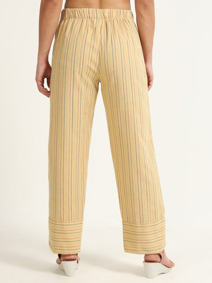 Multicolour Striped Detailing straight Trouser