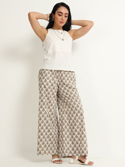 flared beige palazzo