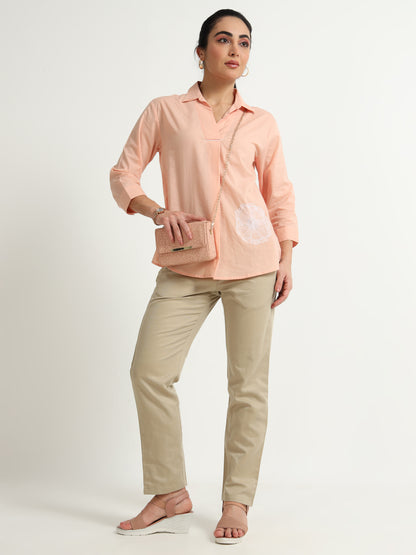 Beige pencil pants
