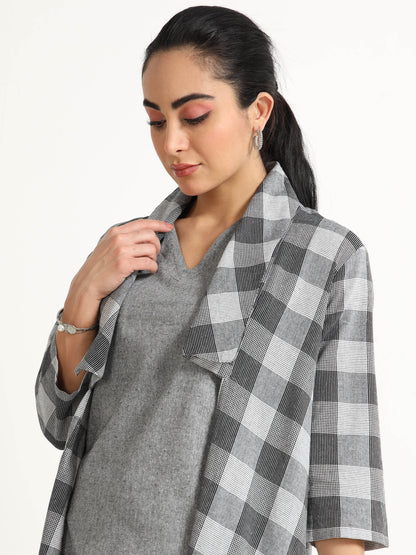 Cut Shawl Collar Long Shrug