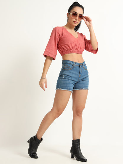 Balloon Crop top with 3/4th sleeve