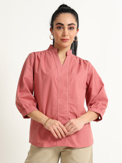 A Classy Closed V Neck Collar Top