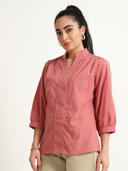 A Classy Closed V Neck Collar Top