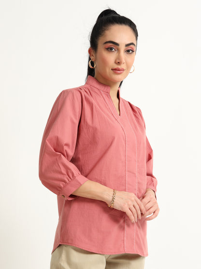 A Classy Closed V Neck Collar Top