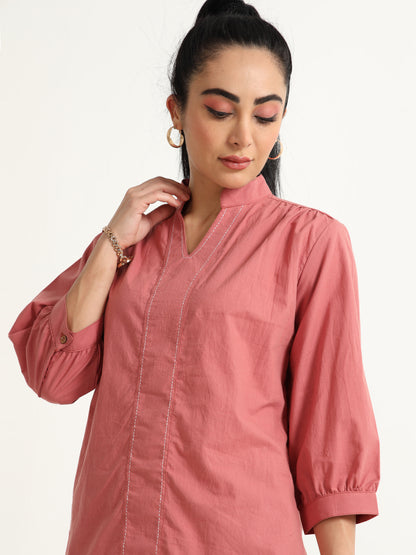 A Classy Closed V Neck Collar Top