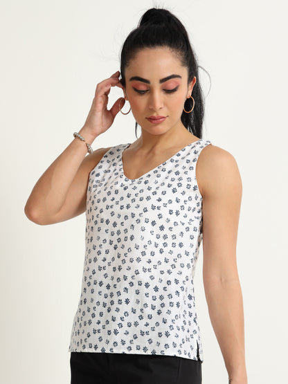 Minimal Floral printed sleeveless Top