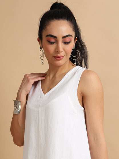 A-line White midi dress