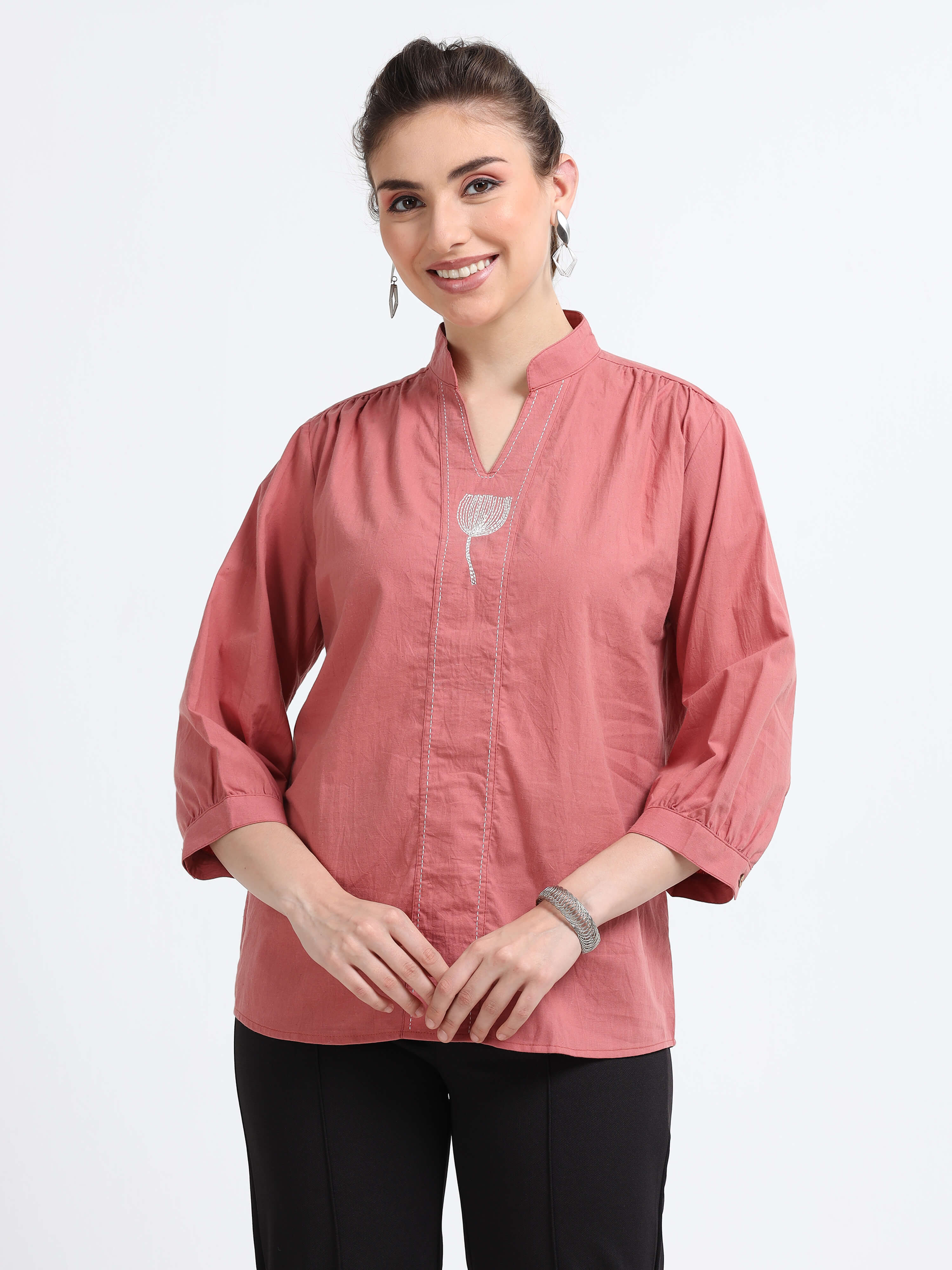 Natural dyed embroidered top - Reepeat