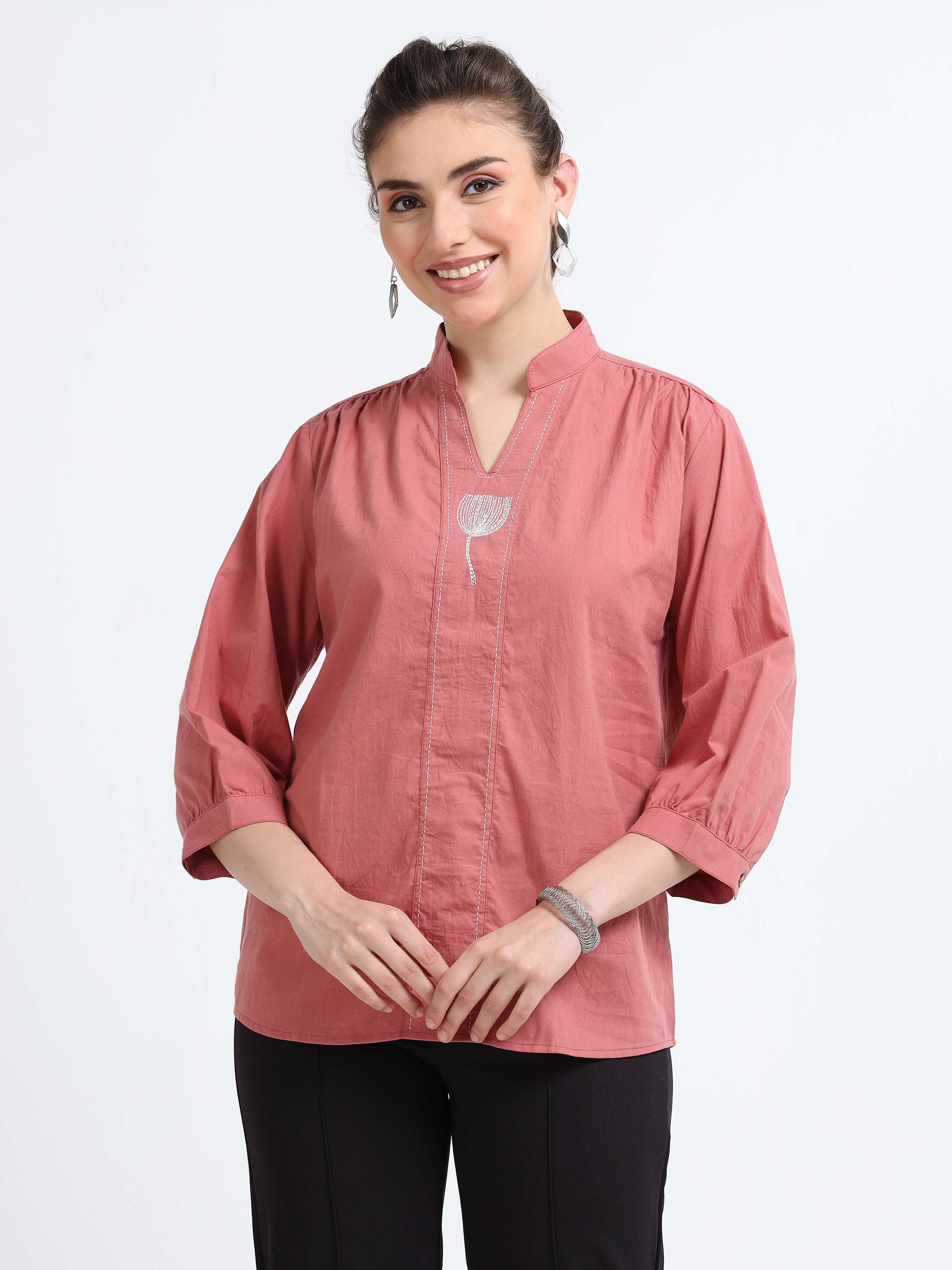 Natural dyed embroidered top - Reepeat