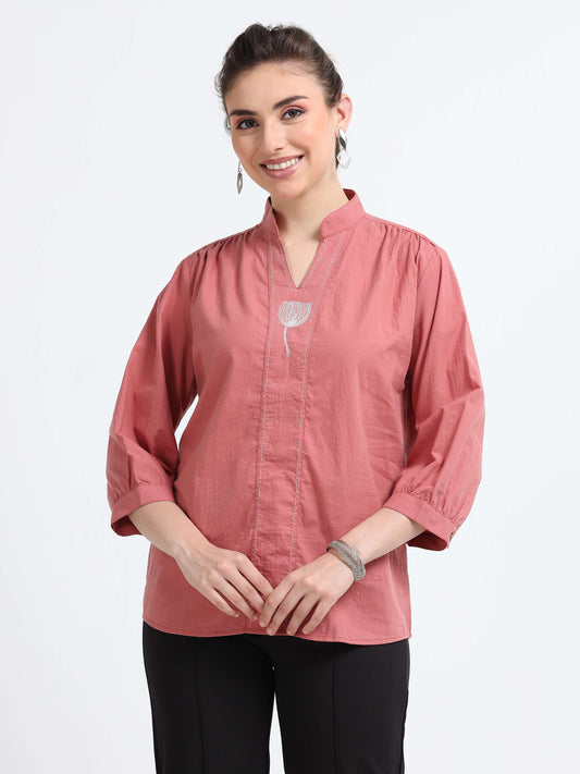 Natural dyed embroidered top - Reepeat