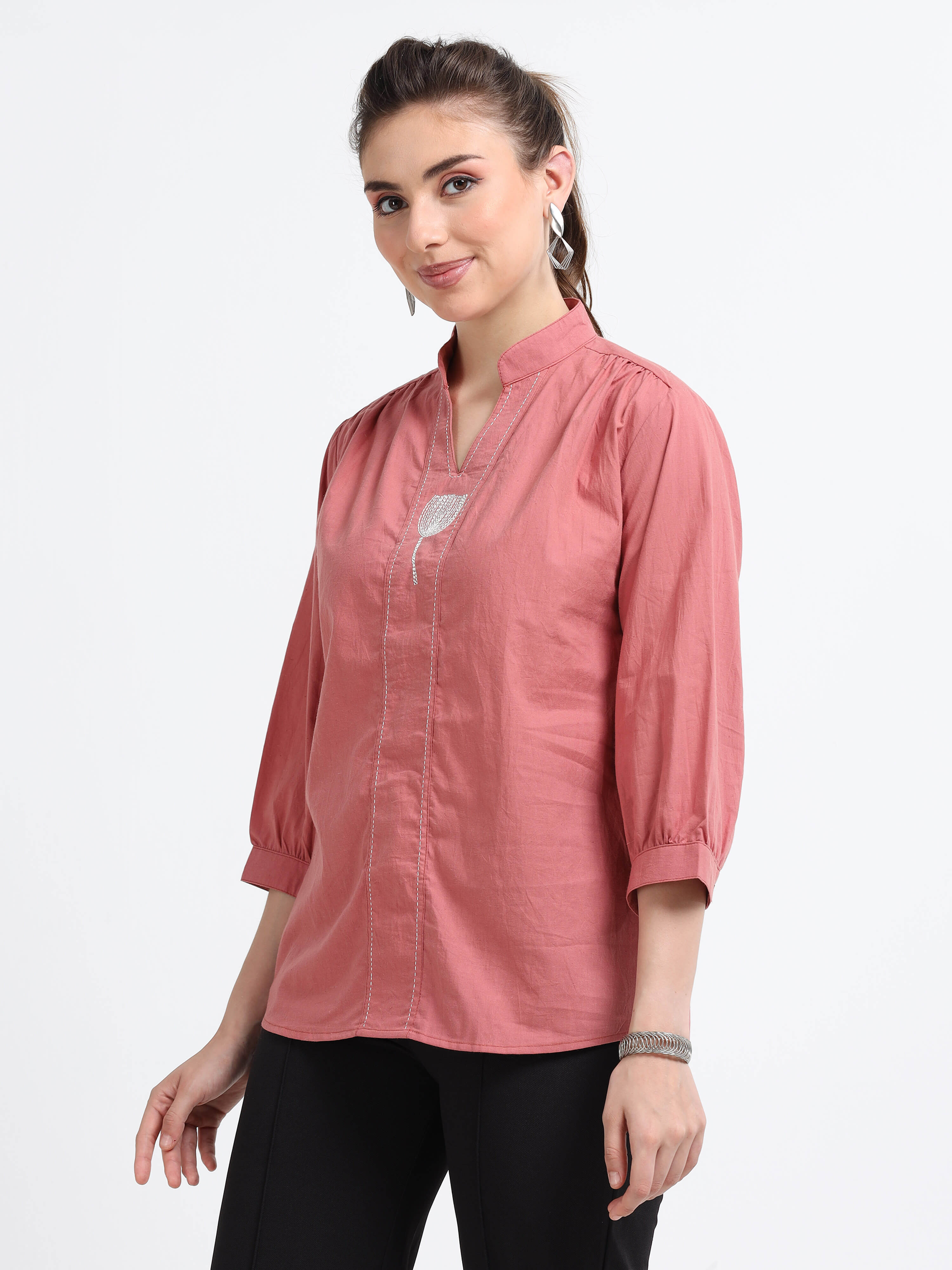 Natural dyed embroidered top - Reepeat