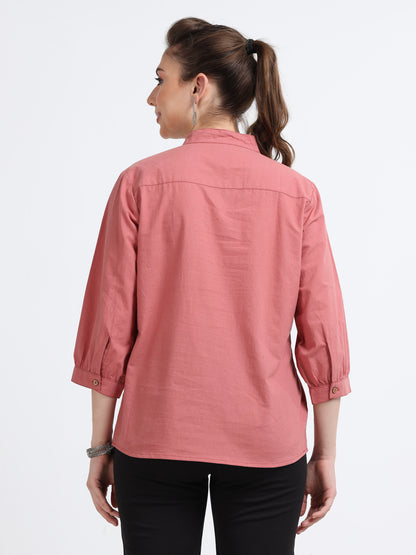 Natural dyed embroidered top