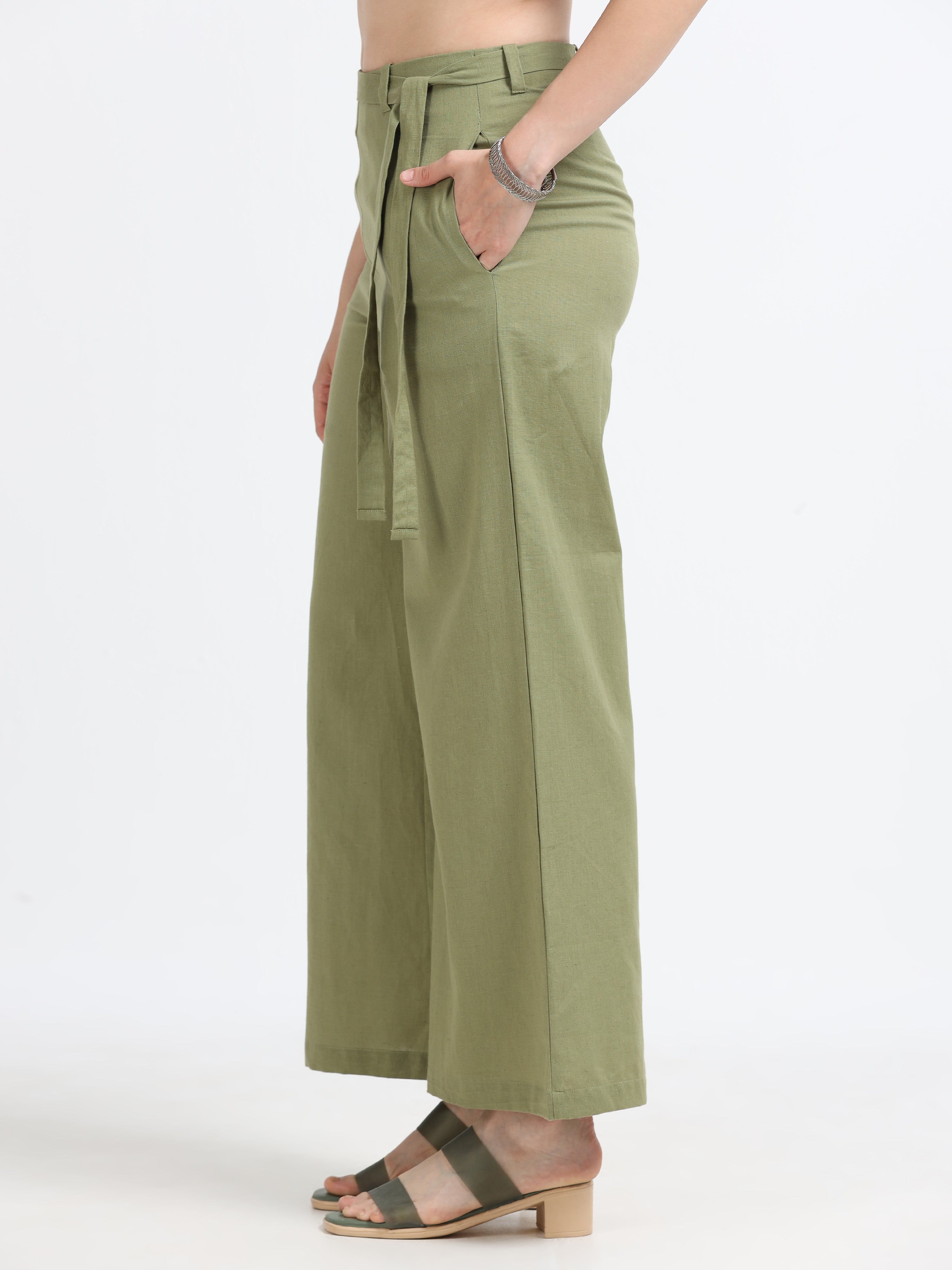 Mid Waist Line Flare Trouser