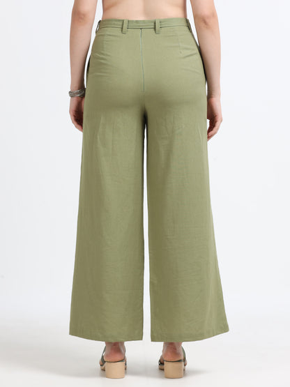 Mid Waist Line Flare Trouser