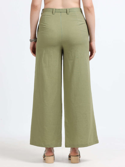 Mid Waist Line Flare Trouser - Reepeat