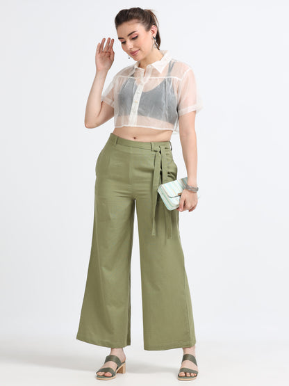 Mid Waist Line Flare Trouser