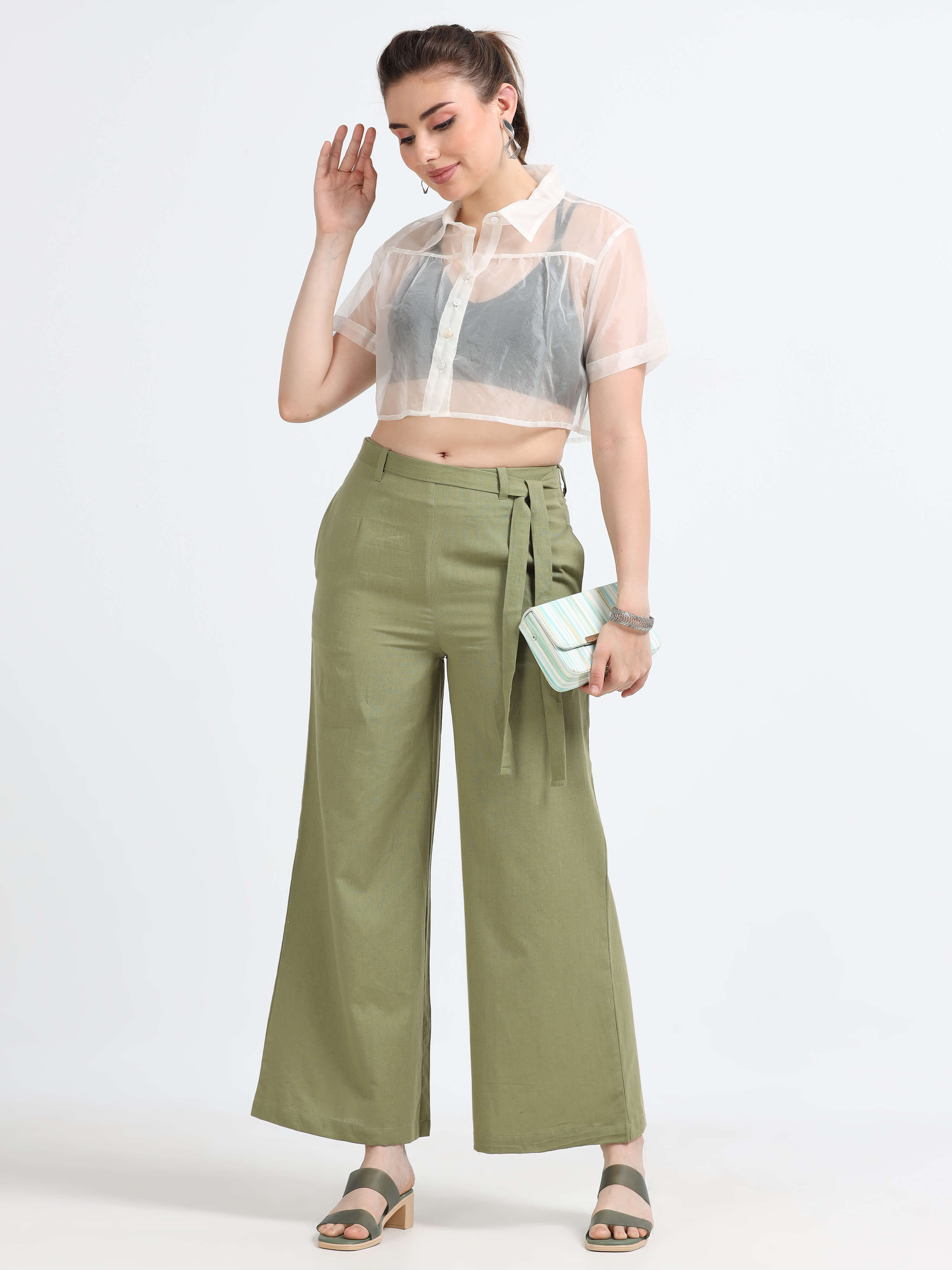 Mid Waist Line Flare Trouser - Reepeat