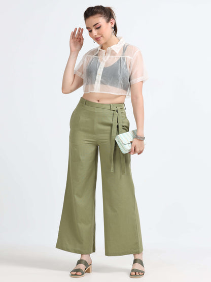 Mid Waist Line Flare Trouser - Reepeat