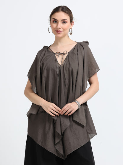 Natural dyed drape top