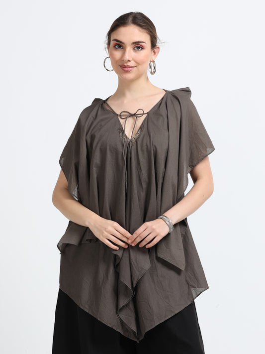 Natural dyed drape top