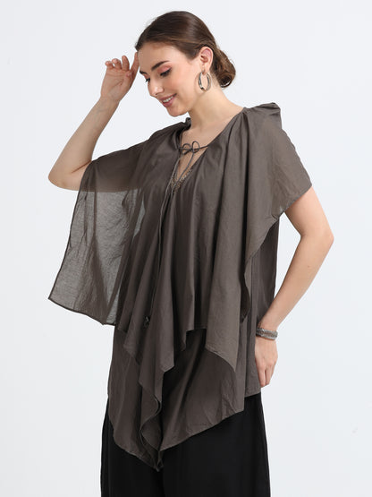 Natural dyed drape top