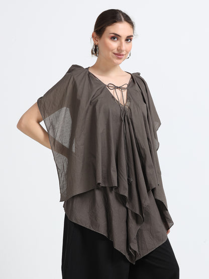 Natural dyed drape top