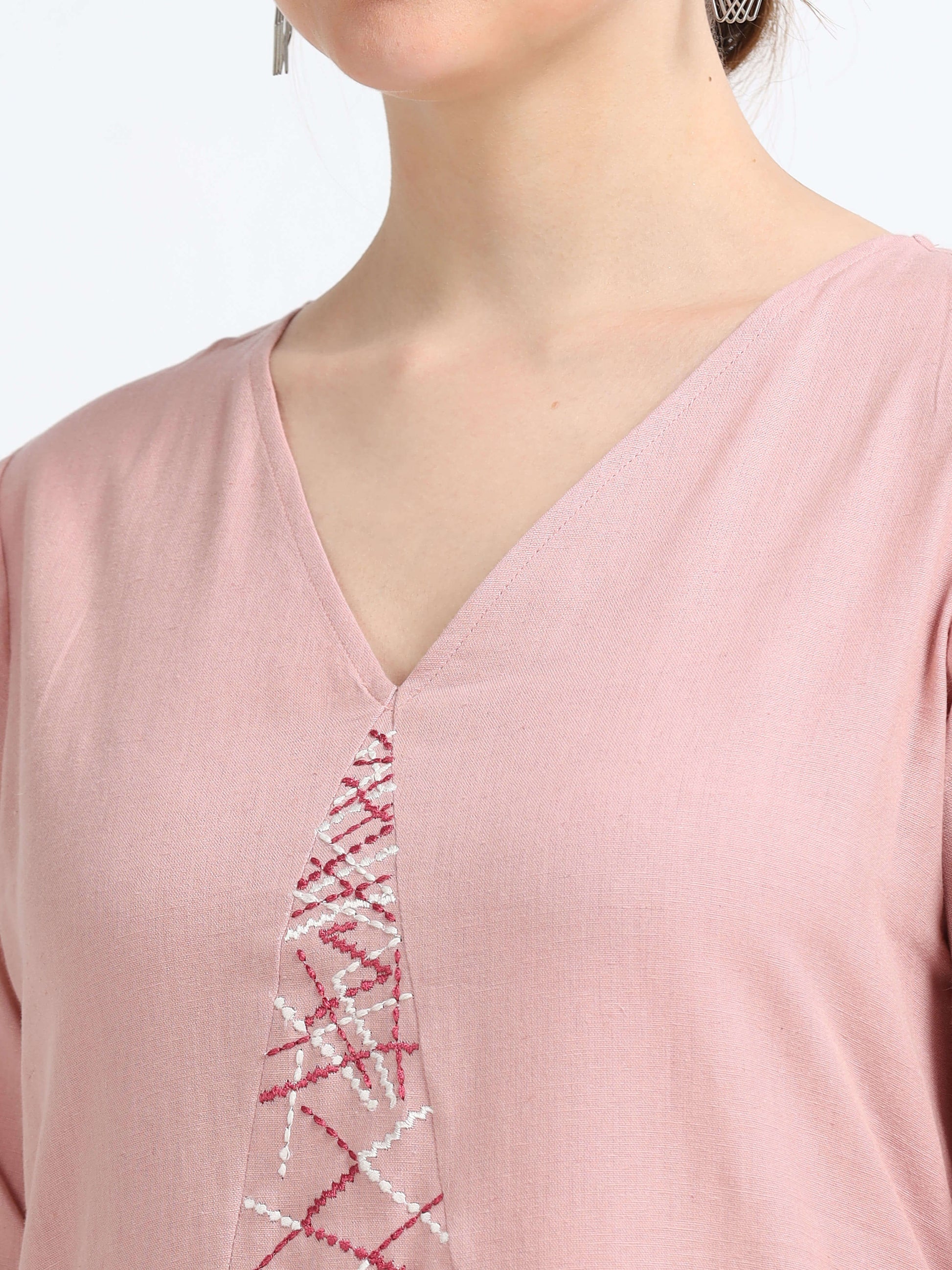 3/4th sleeve , Knee Length Panel Dress - Reepeat
