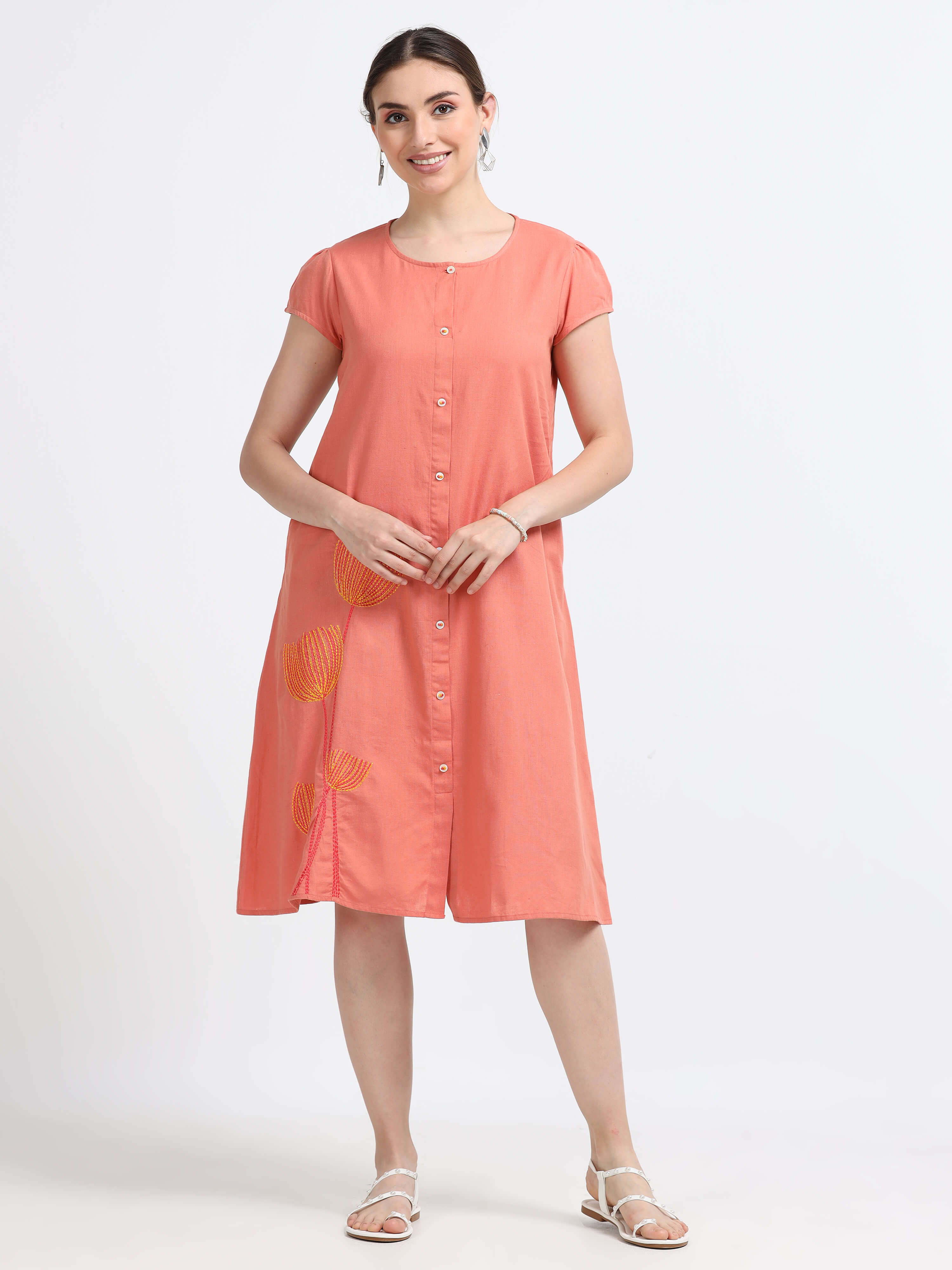 Cap Sleeve Knee Length Dress - Reepeat