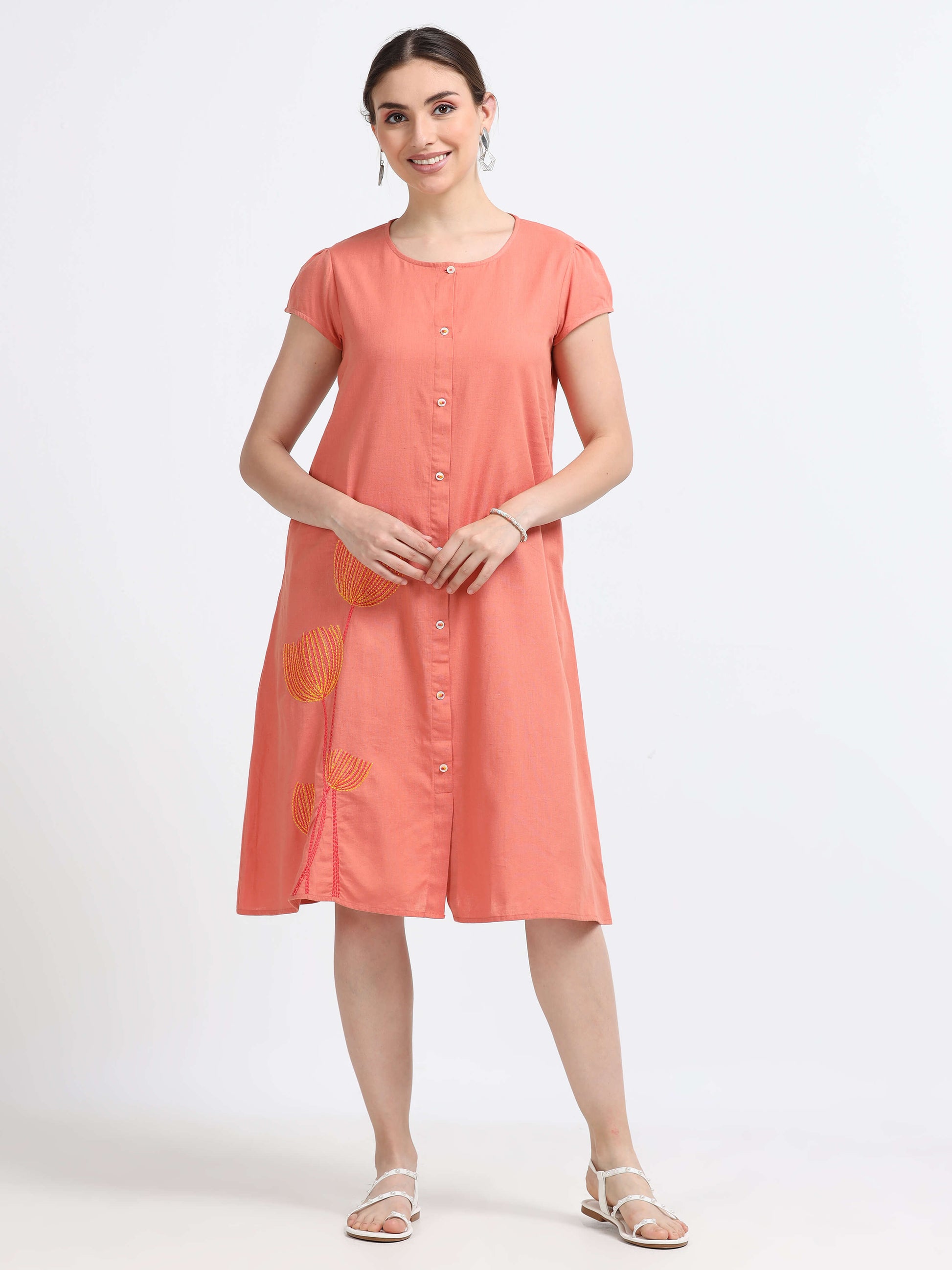 Cap Sleeve Knee Length Dress - Reepeat