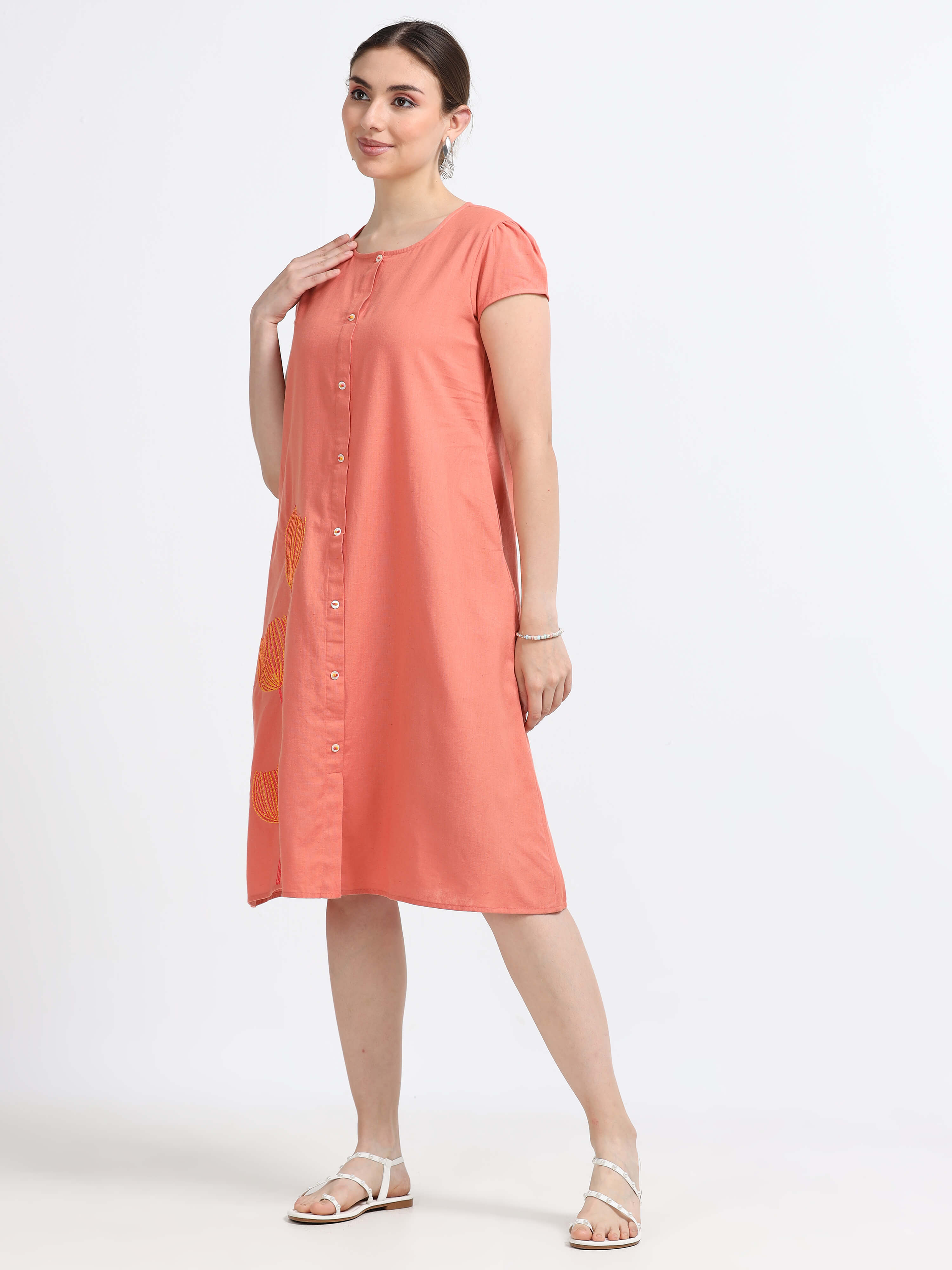 Cap Sleeve Knee Length Dress - Reepeat