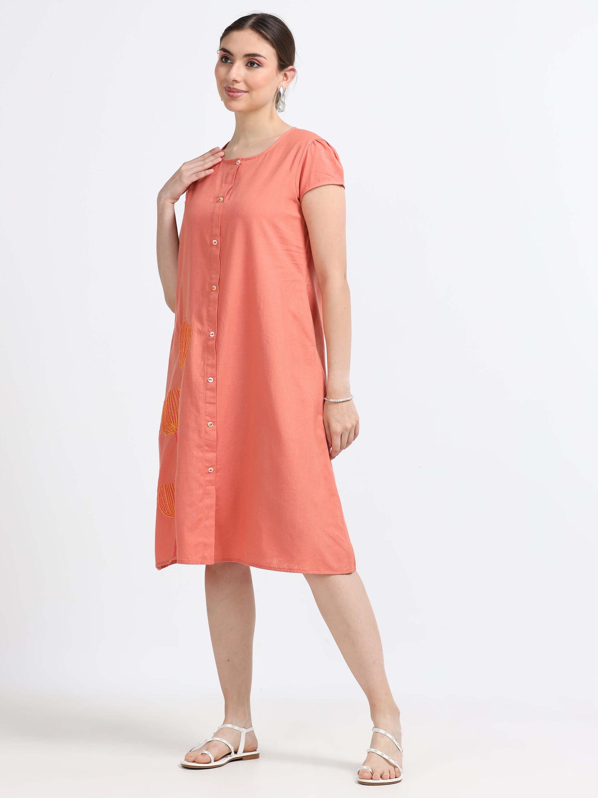 Cap Sleeve Knee Length Dress - Reepeat