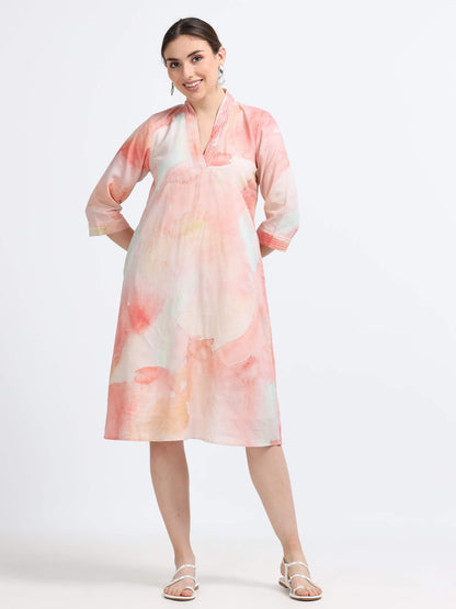 Pleated Collared Dress With Pockets And Lining - Reepeat