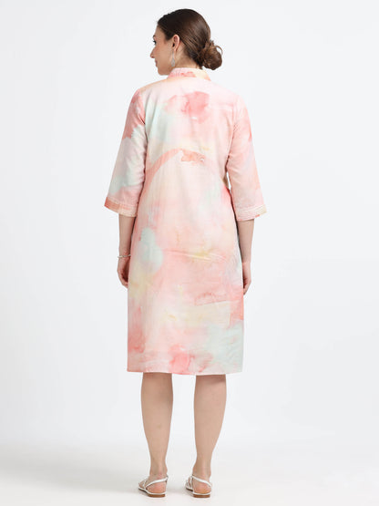 Pleated Collared Dress With Pockets And Lining - Reepeat