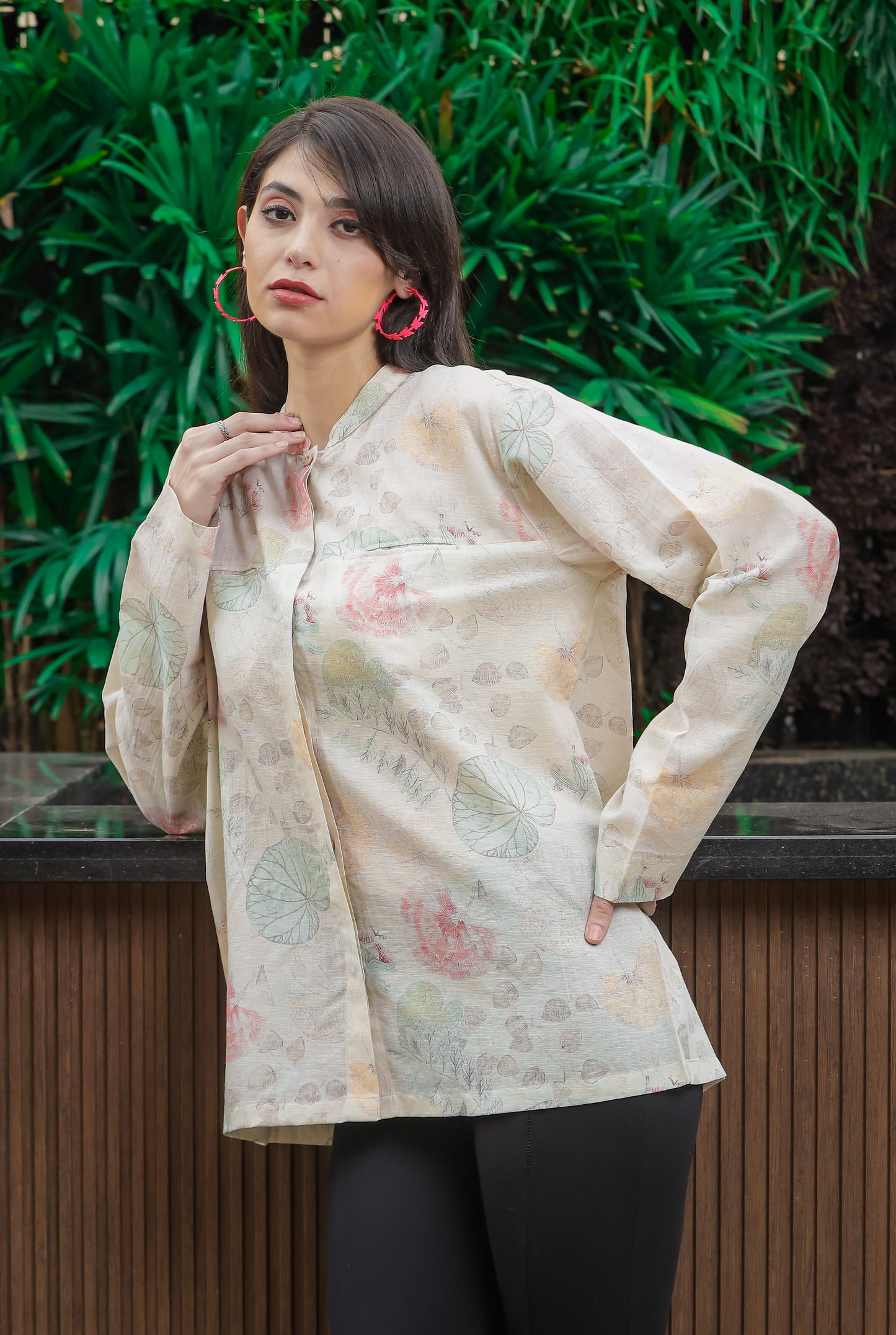 Fauzia  digital printed loose shirt with drop shoulders