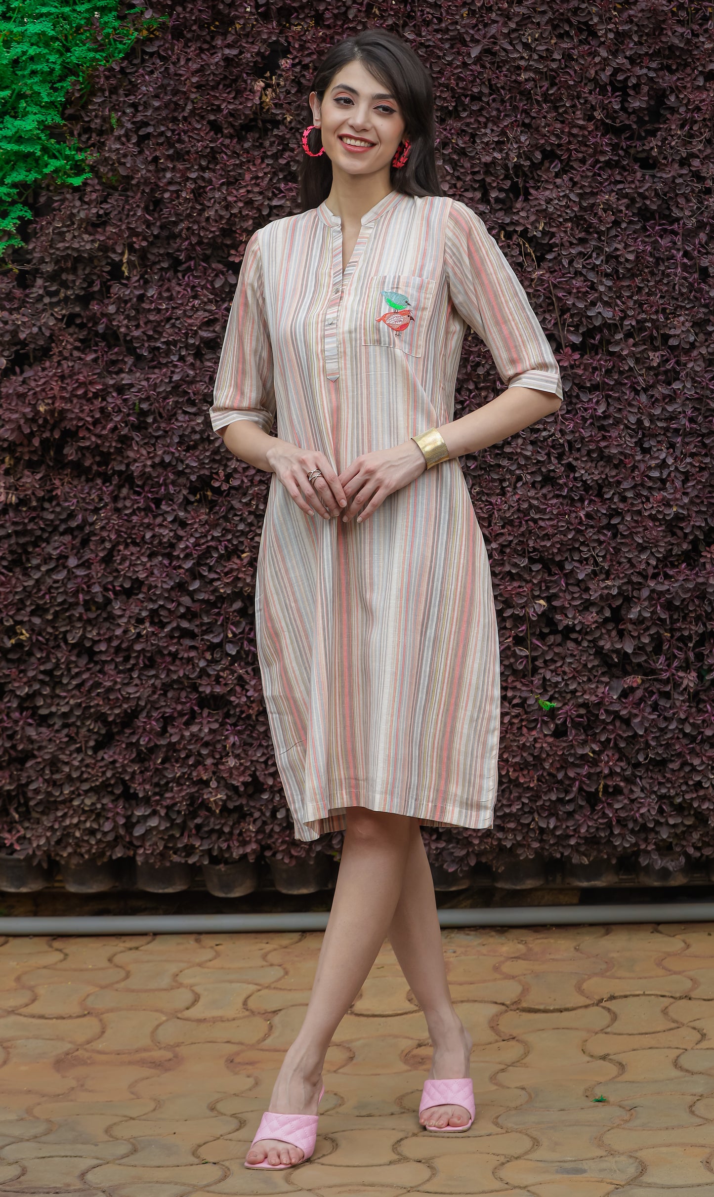 Dipali   Linen striped shift dress