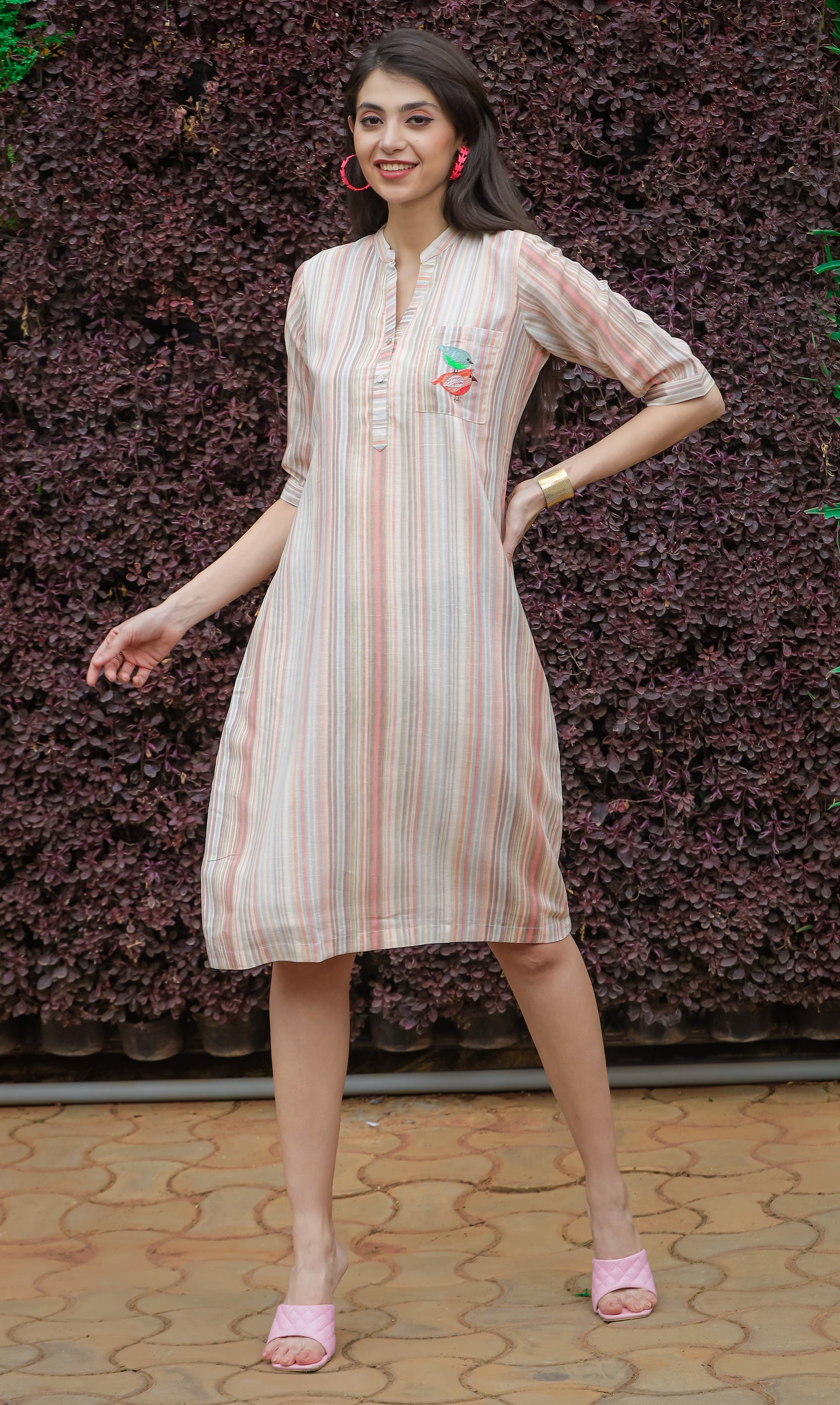 Dipali   Linen striped shift dress