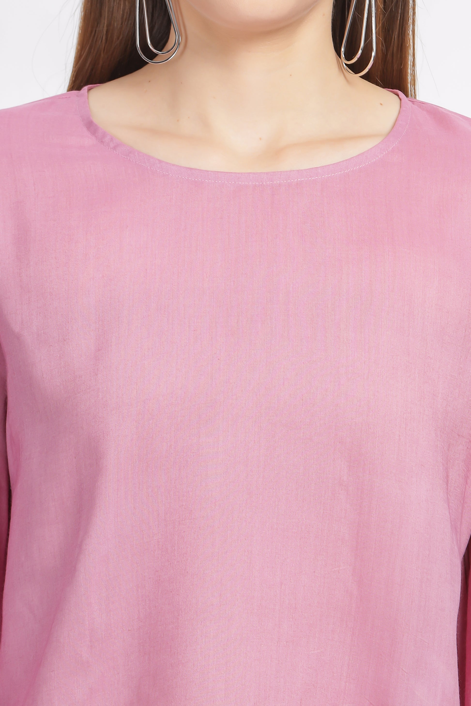 Nayara Subtle pink natural Dyed Modal topwith flared sleeves - Reepeat