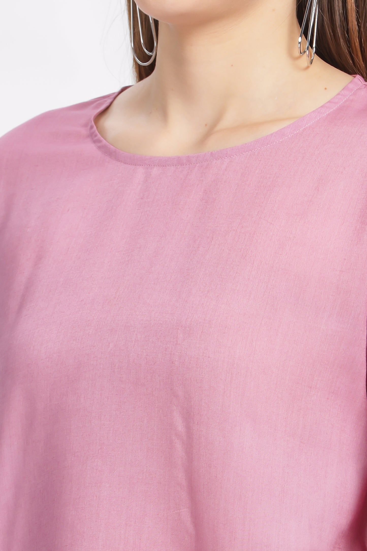 Nayara Subtle pink natural Dyed Modal topwith flared sleeves - Reepeat