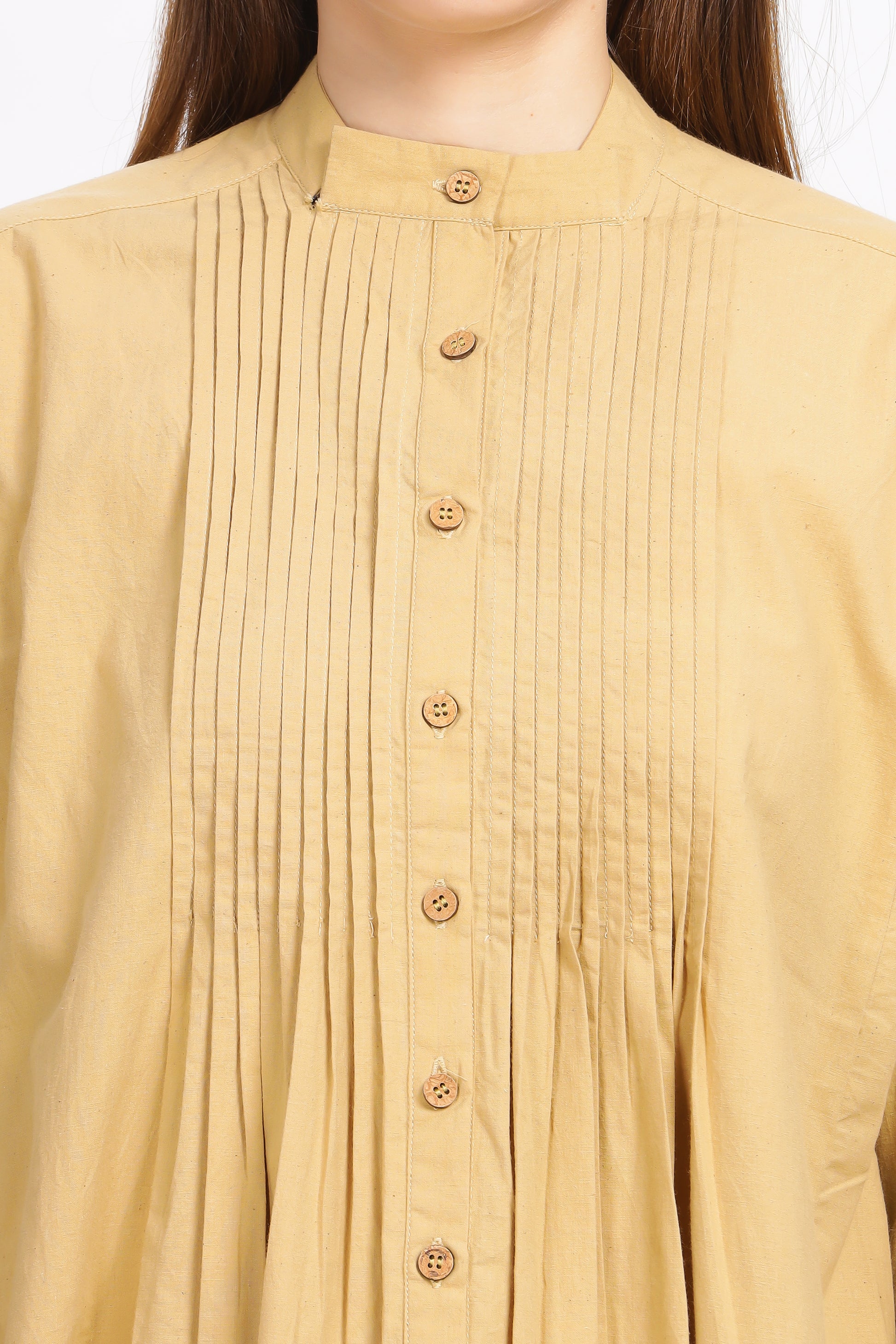 Sonia Myrobalan pleated full sleeved shirt - Reepeat